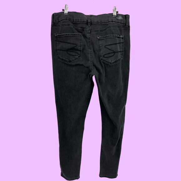 Seven7 Size 16 (36x29) Short Tummyless High Rise Skinny Jeans Black Stone Wash - Picture 3 of 13